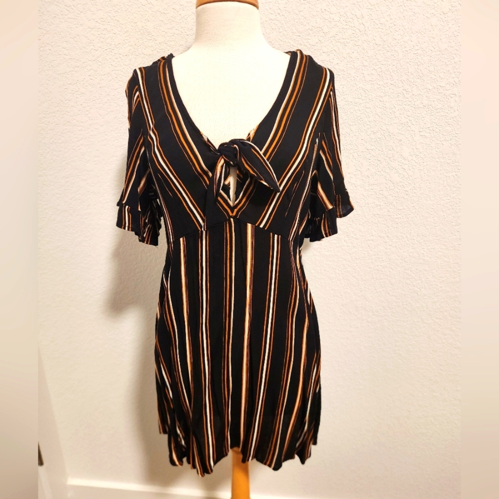Xhilaration Black and Brown Striped Mini Dress